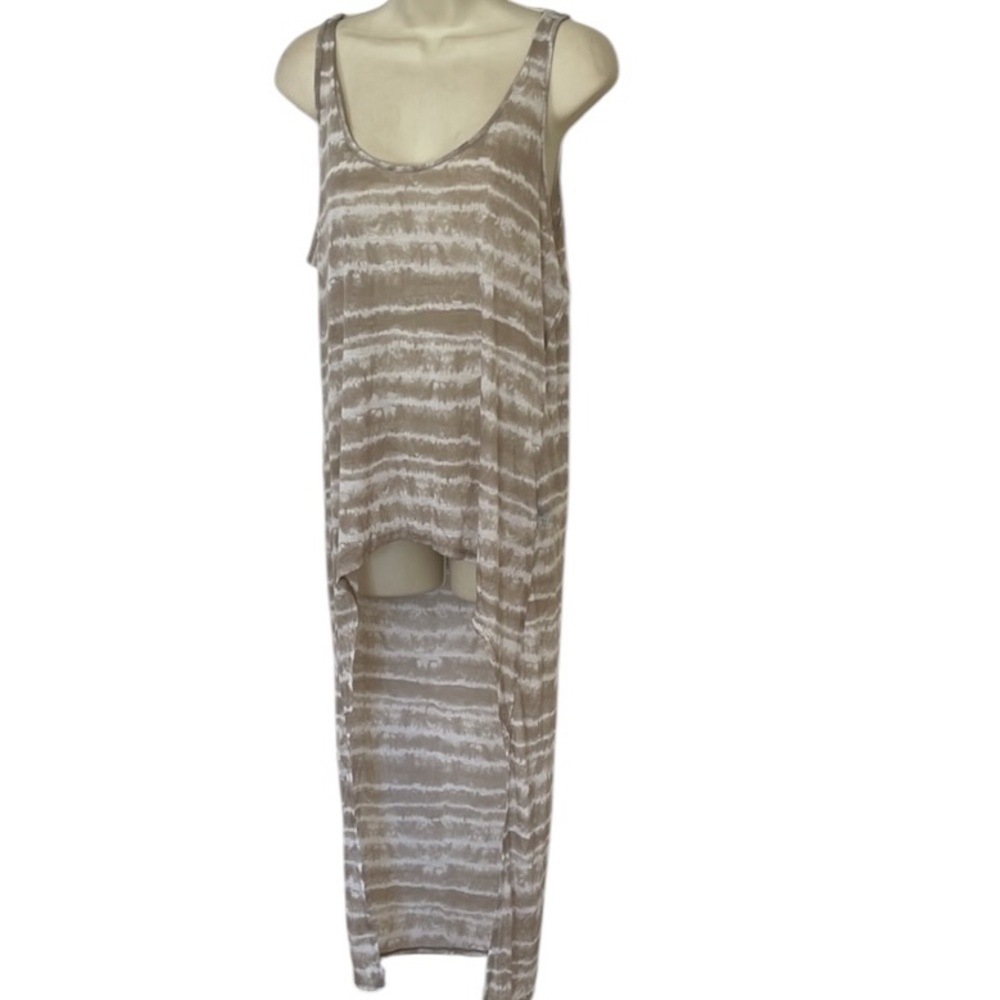 Express Large tan & white animal print high low tie dye tank or beach cover up